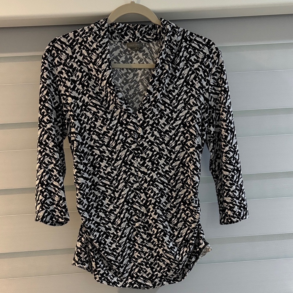 Vince Camuto Monochrome Patterned Blouse